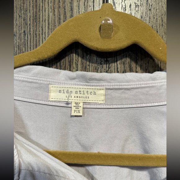 Side Stitch Petite Tencera Button Front Tunic with Shirt Tail Hem - Picture 2 of 3